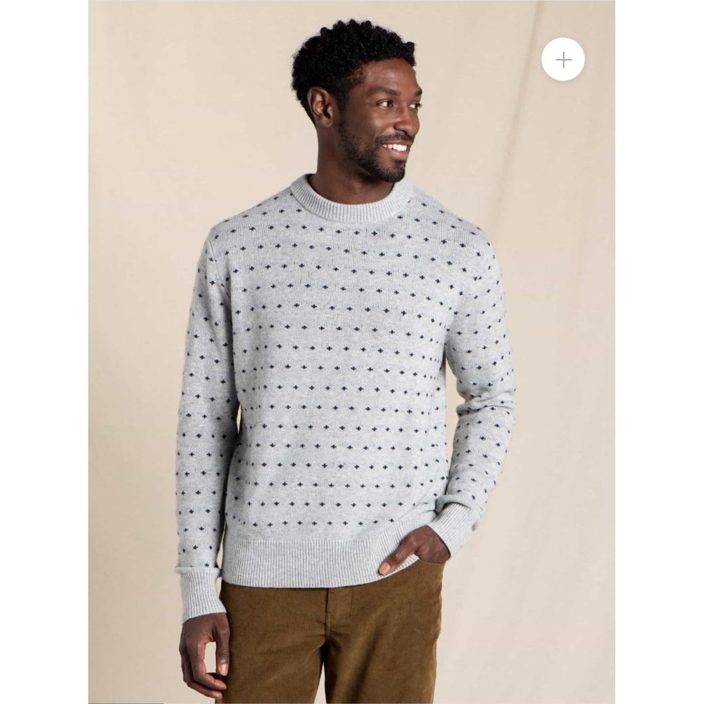 Toad&Co Mens Cazadero Crew Sweater Heather Grey Birdseye Wool Blend XXL‎ NEW